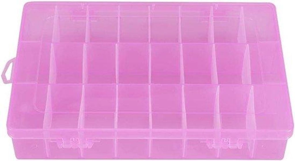 Organisationsbox - Sortierbox - Kleine Teile Sortieren - 24 Anpassbare Fächer - 20 x 13 x 3,5 cm - Blau