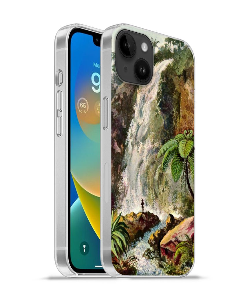 MuchoWow Handyhülle Schutzhülle Hülle für Apple iPhone 14 Plus - Soft case Wasserfall - Kunst - Alte Meister Silikon Softcase Handy Hülle - ...
