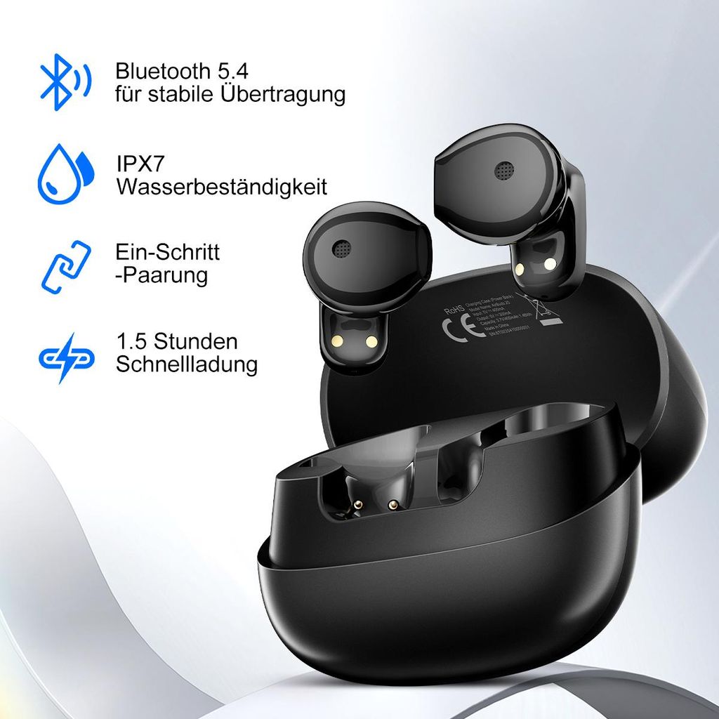 Blackview AirBuds 20 Kabellos In Ear Kopfhörer, Wireless Earbuds mit DNS, 400mAh Akku,Bluetooth 5.4,kompatibel mit iPhone,Air Pods, Samsung, Android