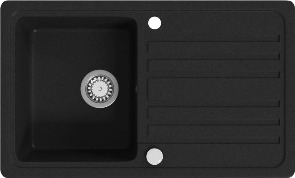 vidaXL Granitspüle mit Abtropffläche Reversibel Schwarz