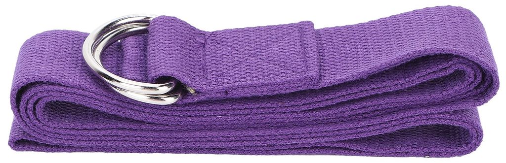 Fitness-Stretchband, nicht elastisch, Yoga-Gurt aus Baumwolle mit D-Ring-Verschluss (lila)