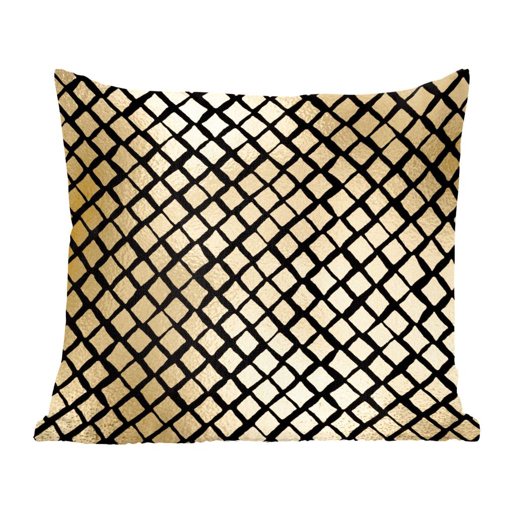 MuchoWow Zierkissen Sofakissen Wohnzimmer Dekokissen 50x50 cm Muster - Gold - Kariert - Komfort - Sofakissen