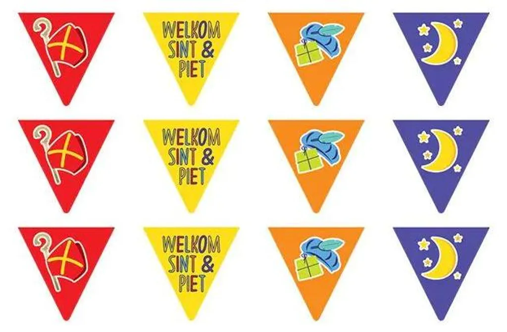 Décoration de salle Sinterklaas avec guirlande de fanions papier 6m