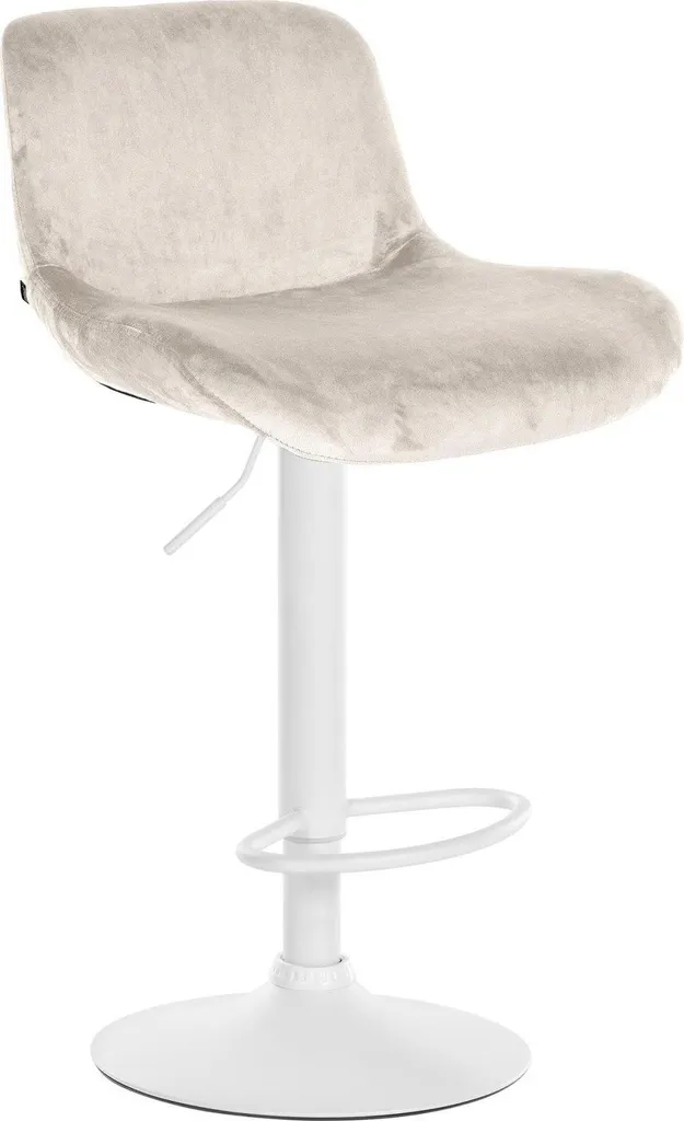 Sgabello moderno da bar bianco - Sgabello dal design confortevole - Regolabile in altezza e girevole a 360° | Colore: Crema | Materiale: Morbido - 1