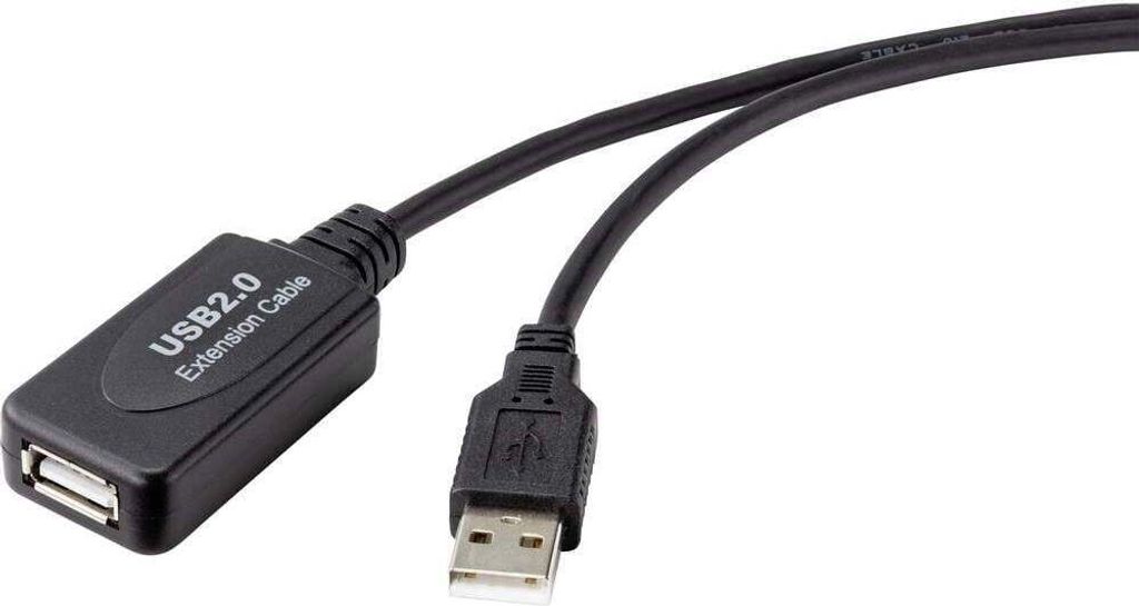 Renkforce USB-Kabel USB 2.0 USB-A Stecker, USB-A Buchse 20.00 m Schwarz Aktiv mit Signalverstärkung RF-4535088