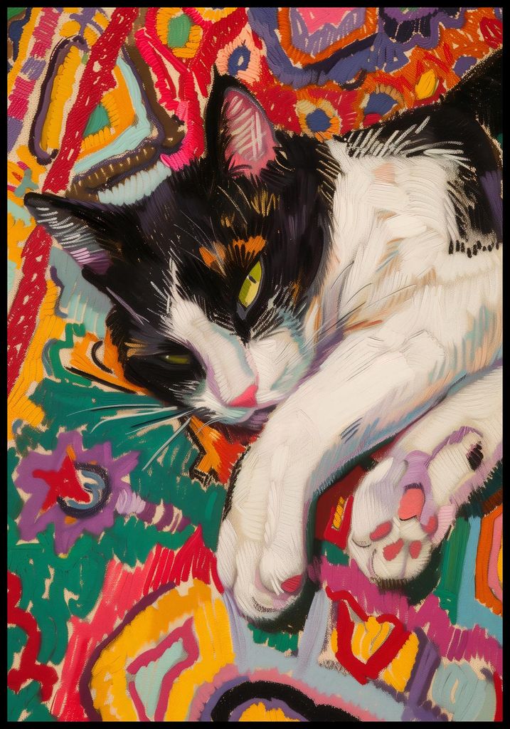 Plakat 68x98cm Traum einer bunten Katze