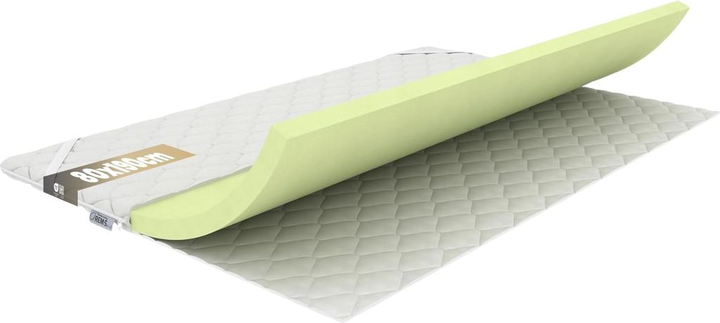 REM-Sen Matratzen Topper Memoryfoam Matratzentopper 80x190 cm Höhe 6cm Härtegrad 2 (H2) Luxusmatratze aus Sehr Weich Memoryschaum, Dreilagige Mem...