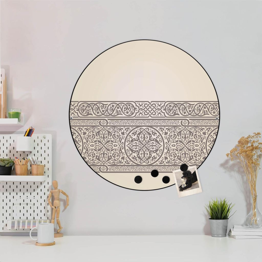 Design Stahlmagnettafel Schwarz Rund 47cm Keltischer Knoten