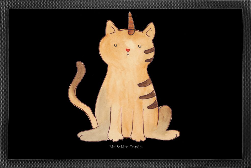 Mr. & Mrs. Panda fußmatte Einhorn Katze 50 x 75 cm - Schwarz - Geschenk, Unicorn, Mieze, Schmutzfangmatte, Schmutzmatte, Regenbogen, Fußabstreife...