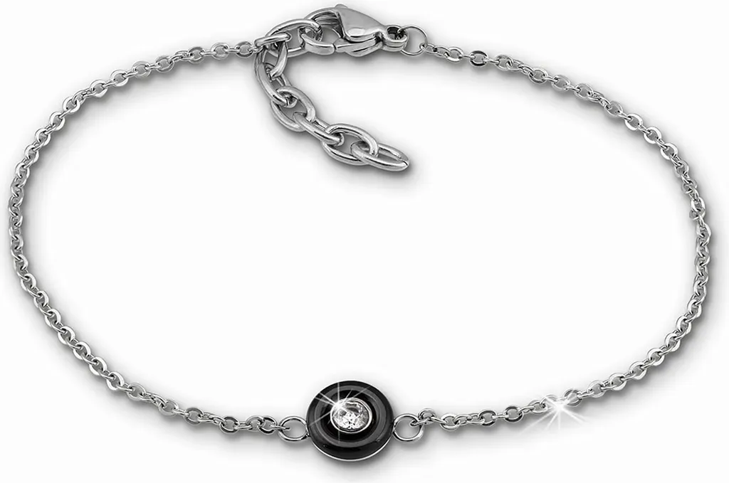 Bracciale Amello acciaio inox ceramica pietra argento nero gioielli da donna ESAX35S8