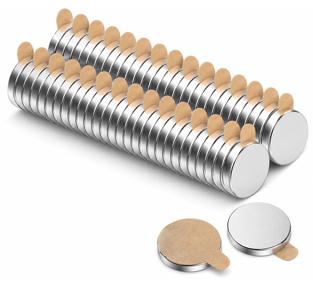 ECENCE Neodym Magnete 50 Stück - rund selbstklebend - 8x1mm Produktbild 
