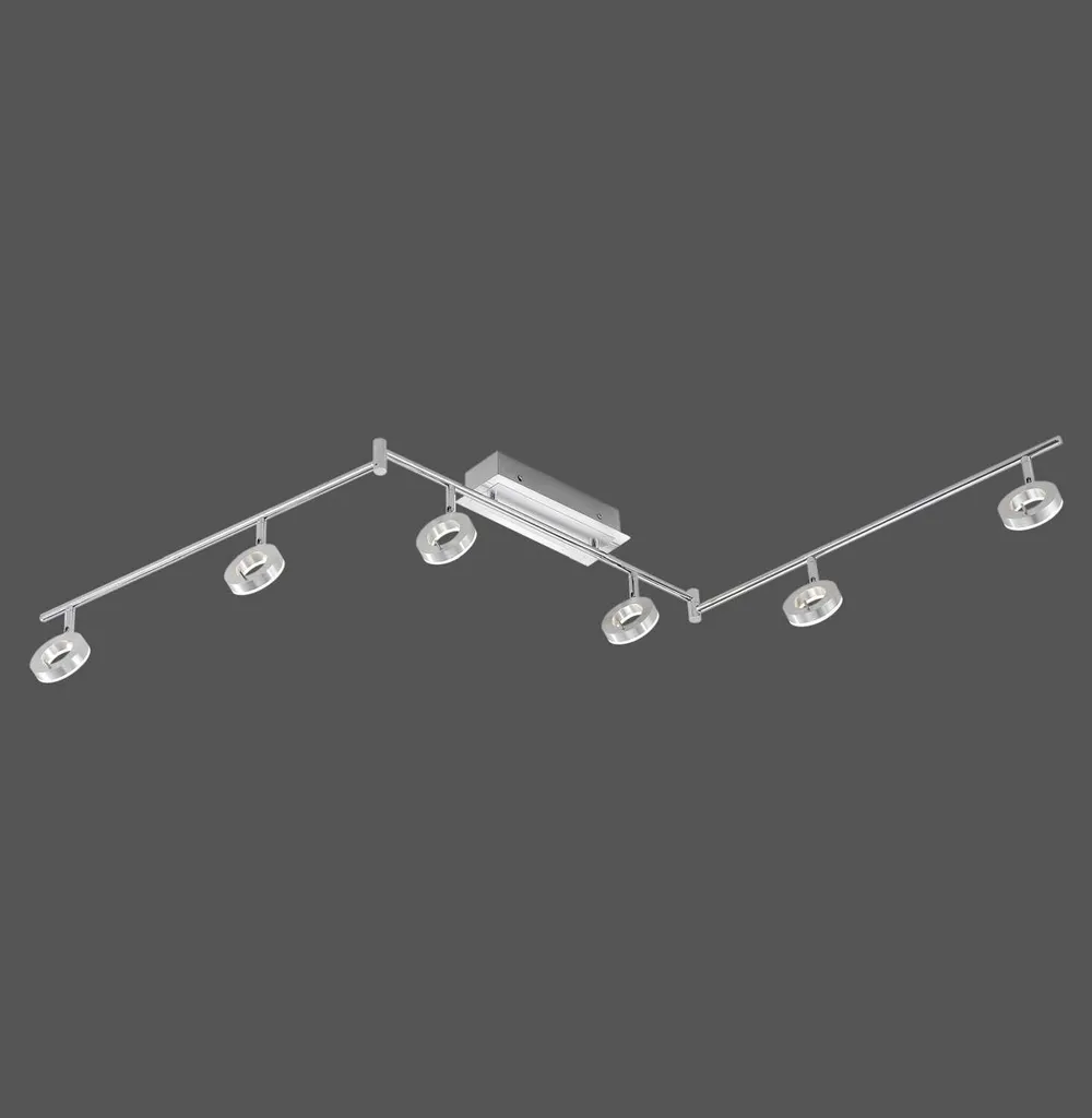 Plafonnier LED 6 spots orientables Sileda en aluminium gris mat chic - 6