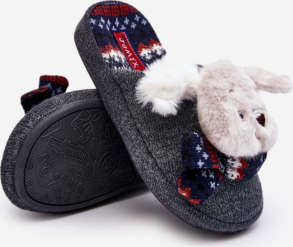 Kinderhausschuhe mit dicker Sohle und grauem Bären Dasca 31