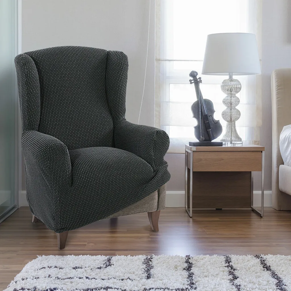 Copridivano 1 Posto Elastico SOFASKINS Grigio Scuro Resistente Lavabile - 3