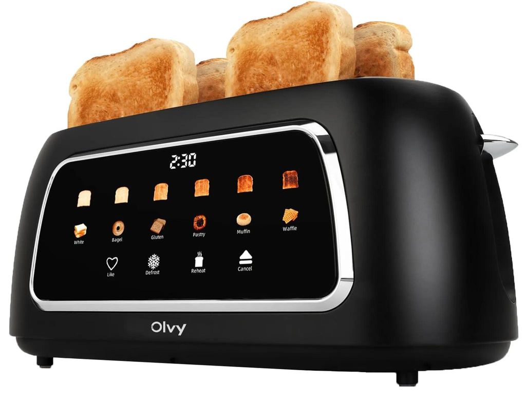 Tostapane Olvy a 4 fette, fessure lunghe, display digitale Immagine del prodotto 