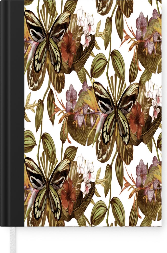 MuchoWow Notizbuch Tagebuch Haushaltsbuch Notebook A5 Schmetterling - Blumen - Vintage - Muster - Notizblock - Notizheft - Notebook - Schreibbloc...