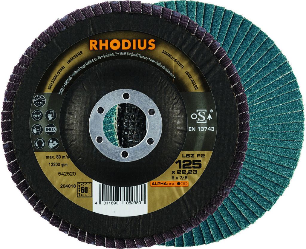 Rhodius 209316 LSZ F2 BOX Flap disc Diameter 125 mm Bore diameter 22.23 mm 5 pc(s)