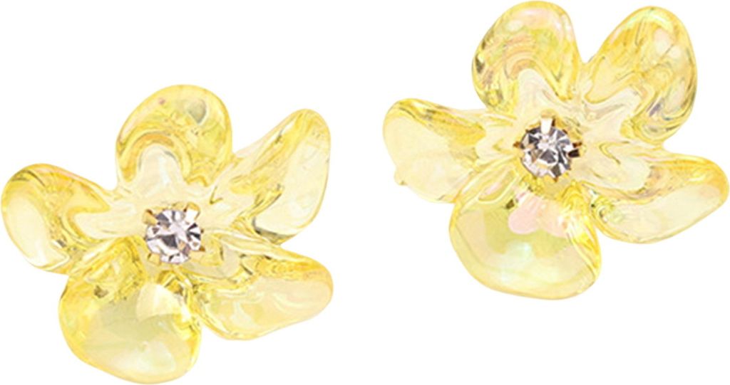 Paar Damen-Ohrstecker mit Blumenmotiv, unregelmäßig, transparent, kleine Blütenblätter, Strass-Dekor, Pendeln, Dating, Abschlussball, Damen-Ohr...