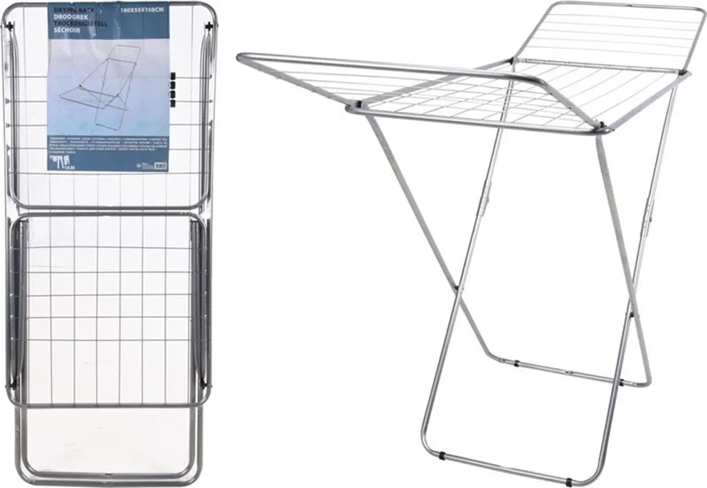 Séchoir vertical pliable en métal robuste, capacité 10 cintres métal