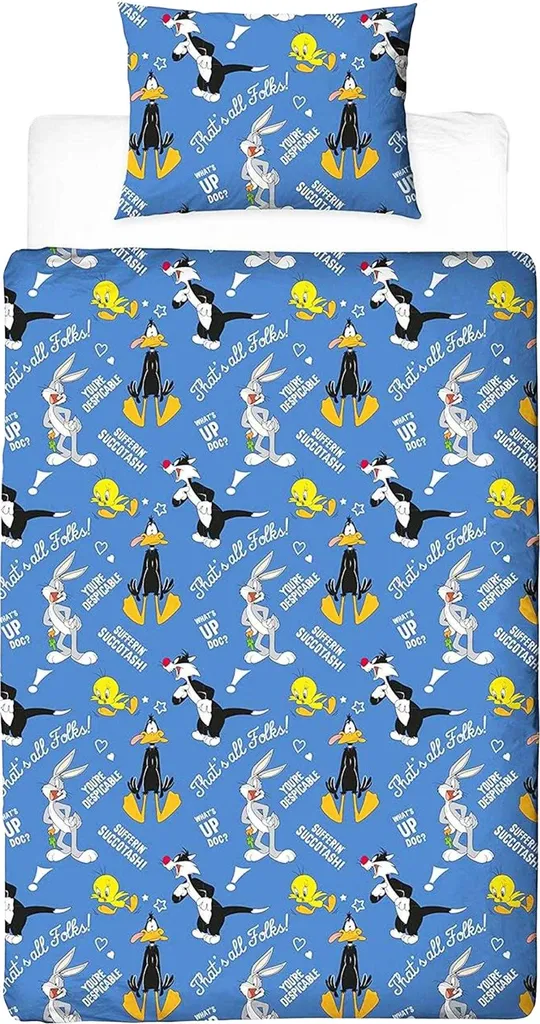 Housse de Couette Looney Tunes Réversible Lit Simple pour Chambre Enfant