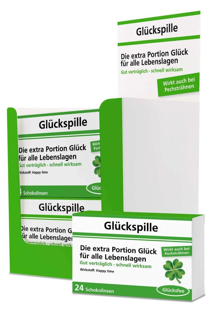 Glückspille Scherztabletten 22g Schokolade Drops lustige Produktbild 