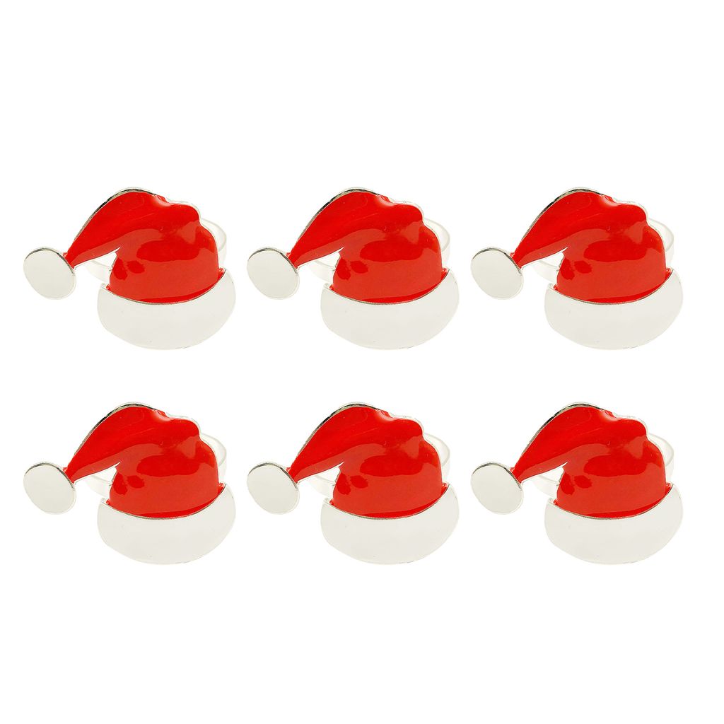 6pcs/set exquisite Serviettenring Niedliche Legierung Creative Weihnachtshut -Form -Serviettenhalter für die Küche-Silber