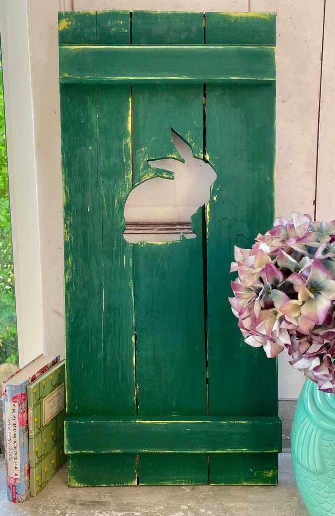 Zauberhafter Landhaus Fensterladen Hase, Kanninchen, Shabby chic Handgefertigt