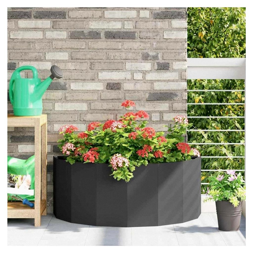 Blumenkästen, Schwarz, 90 x 45 x 35 cm, Stahl, Hochbeet, für Garten, Pflanzgefäß, für Blumen, Sukkulenten, Terrasse, Balkon