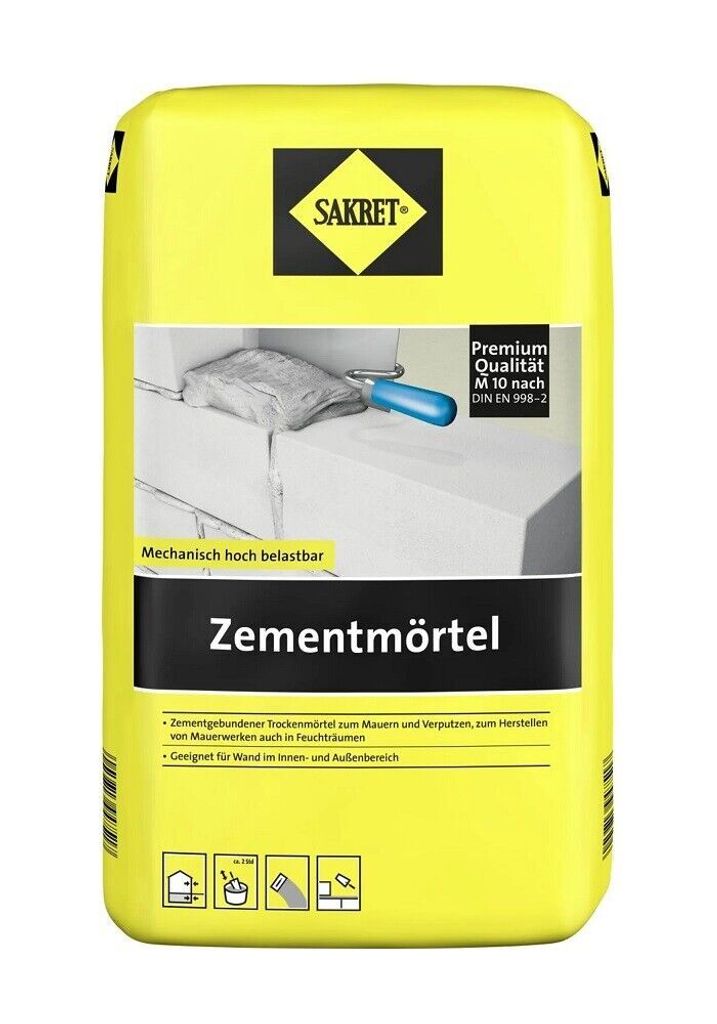 A bag of Sakret cement mortar.