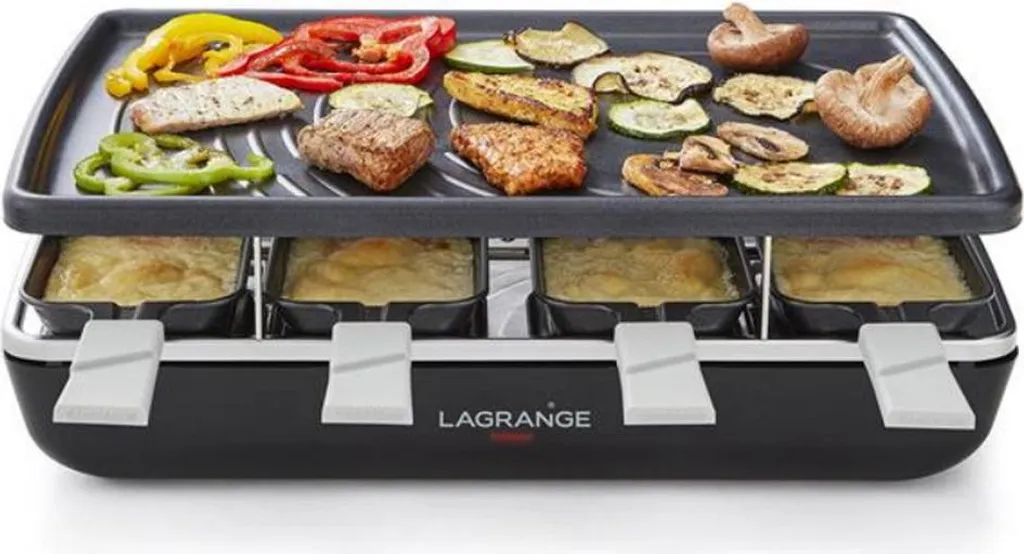 Appareil Raclette 8 Personnes Multifonction avec Grill et Crêpe Noir