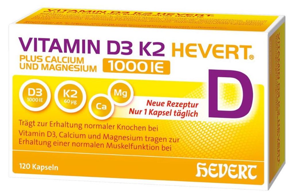 Integratore di vitamina D3 e K2 Hevert plus, con calcio e Immagine del prodotto 