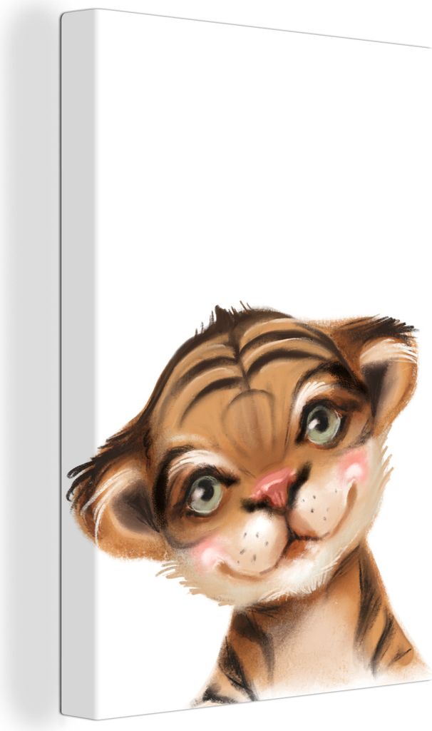 OneMillionCanvasses - Leinwandbilder - 90x140 cm, Tiger - Tier - Weiß, Wandbilder Kunstdruck Wanddekoration - Foto auf Leinwand - Gemälde auf H...