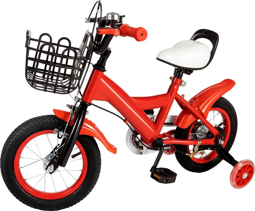 Vélo Enfant 12 Pouces Rouge avec Roues Stabilisatrices et Double Frein