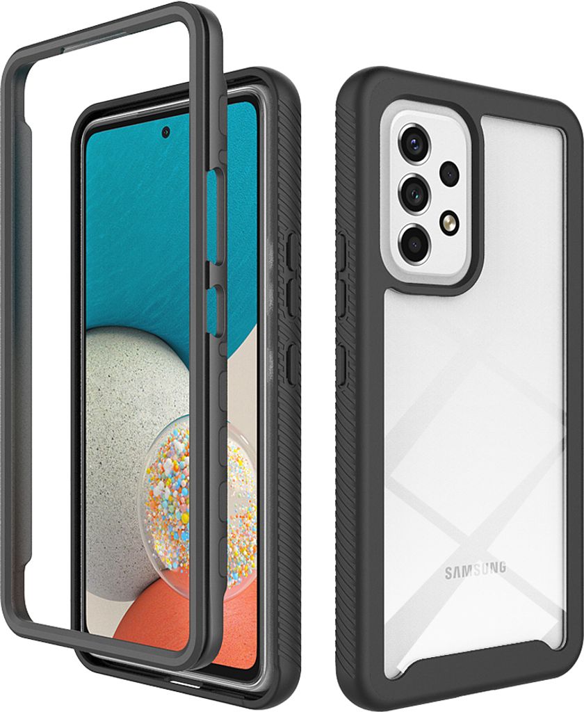 Galaxy A53 5G Hülle, Hybrid Transparente Rückseite Robust TPU Bumper Rutschfest Stoßfest Ganzkörper Schutzhülle für Samsung Galaxy A53 5G Sch...