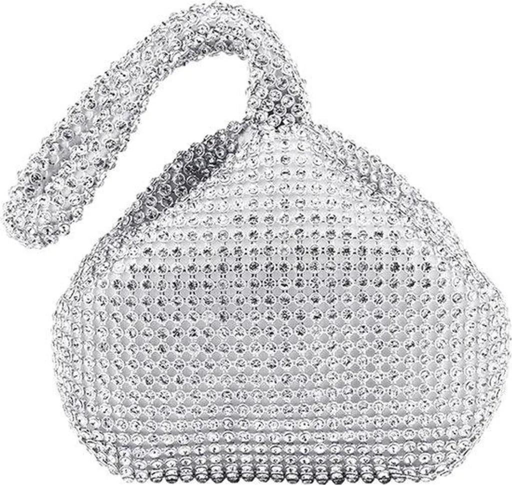 Sac de soirée blanc à strass pour femme - Pochette chic mariage et gala