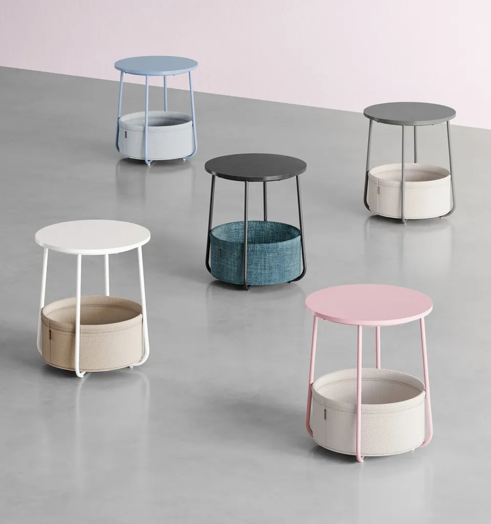 Table de rangement Vasagle Moris rose, petite table d'appoint ronde - 8