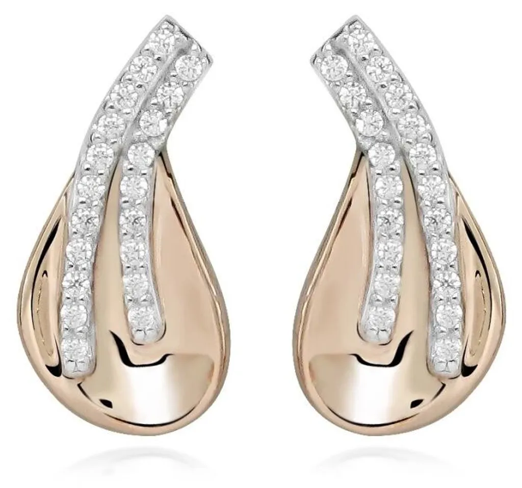 Boucles d'oreilles argent zircons bicolores SC607 pour femme chic
