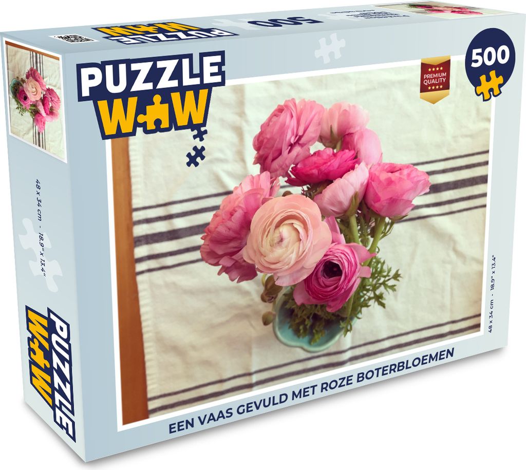 MuchoWow Puzzle 500 Teile Eine Vase gefüllt mit rosa Butterblumen - 500 Teile - Kinder - Selberbauen - Puzzlespiele
