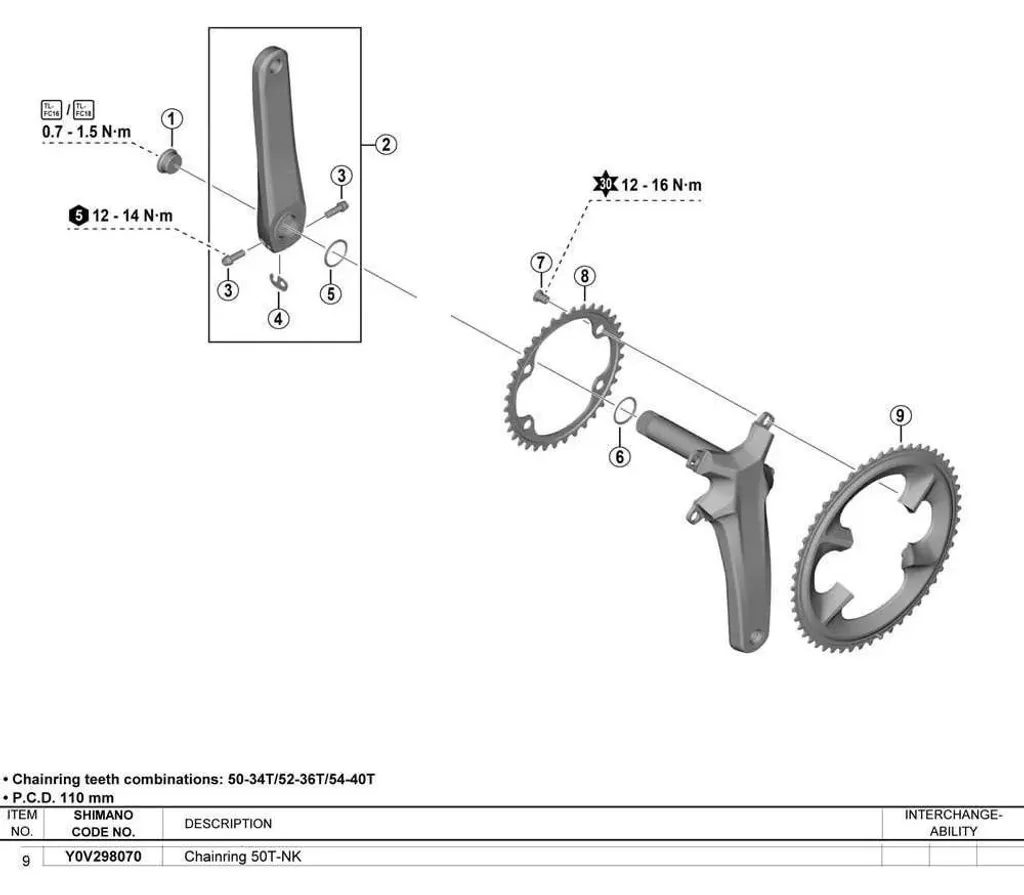 Plateau Shimano Dura-Ace FC-09 argent 50 dents contre l'usure de chaîne