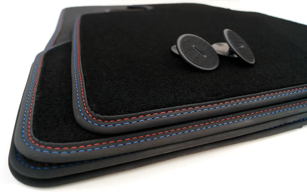 Tappetini BMW X5 F15 Premium Velours Doppia Cucitura Rosso Blu