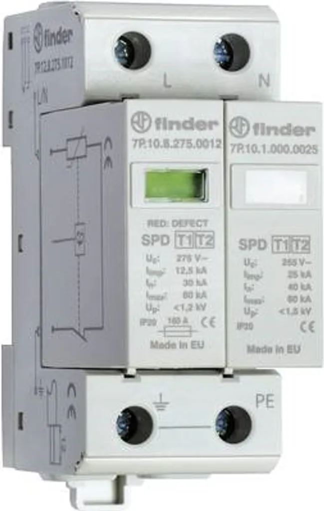Parafoudre monobloc Finder 7P12 pour protection de tableau électrique