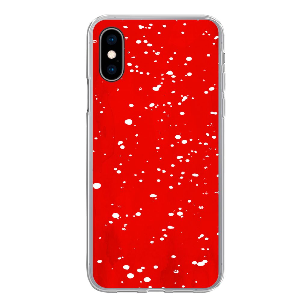 MuchoWow Handyhülle Schutzhülle Hülle für iPhone X Polka dots - Rot - Pilz Silikon Softcase Handy Hülle - Handyhülle