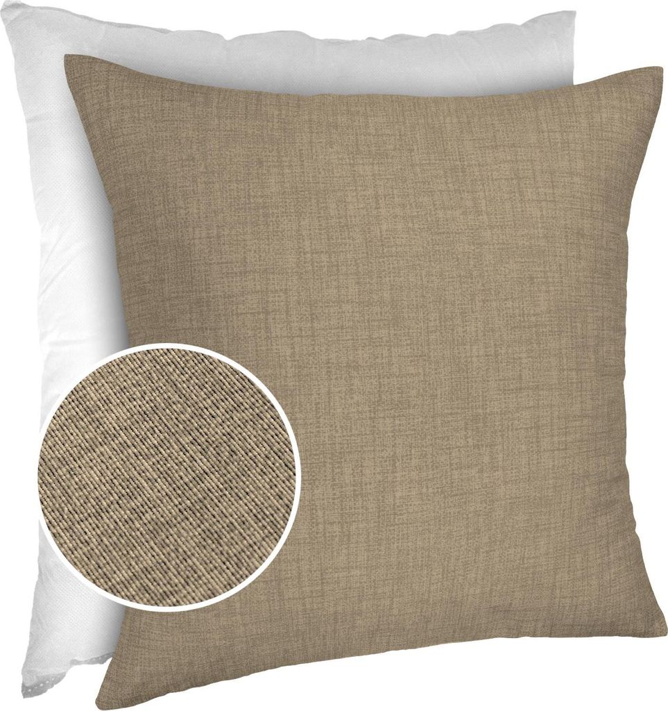 Dekokissen Kissenhülle mit Reißverschluss Sofakissen 40x40cm mit Füllung Einfarbig Leinenoptik Uni Beigegrau