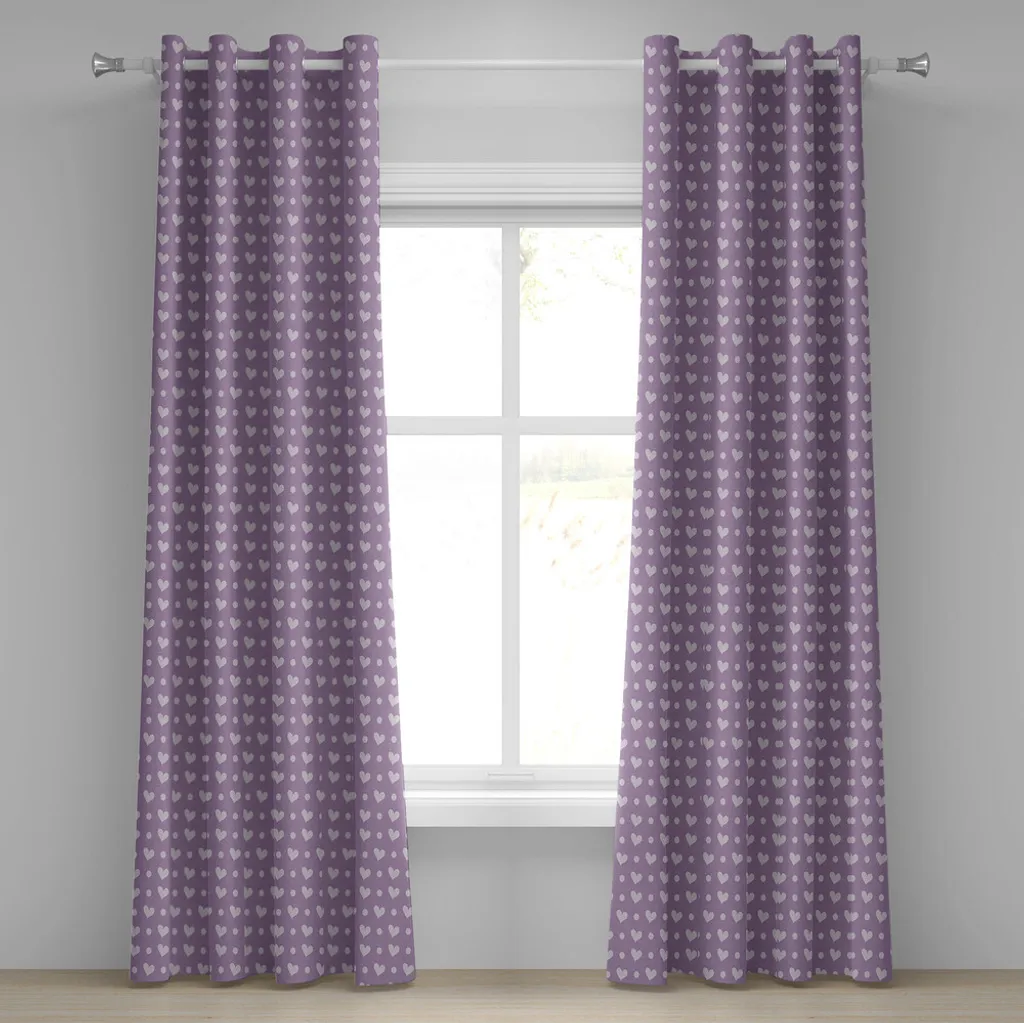 Rideau pour chambre romantique violet, set de 2 panneaux déco 280x175 cm