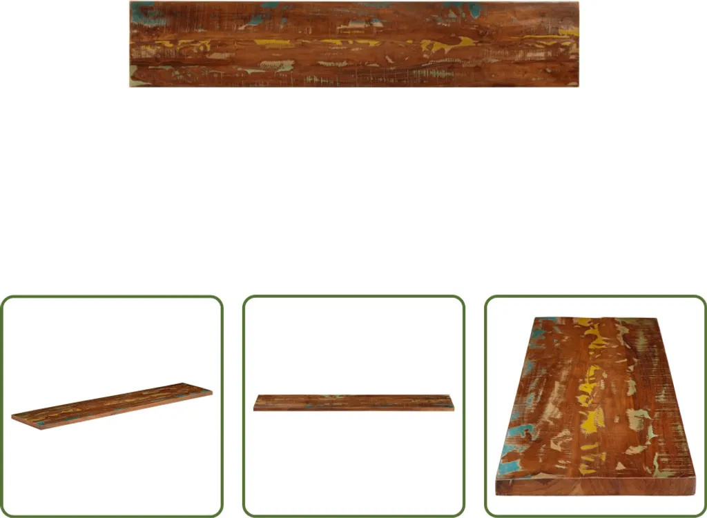 Piano Tavolo 180x20x3,8 cm in Legno Antico Massiccio | Top Rettangolare