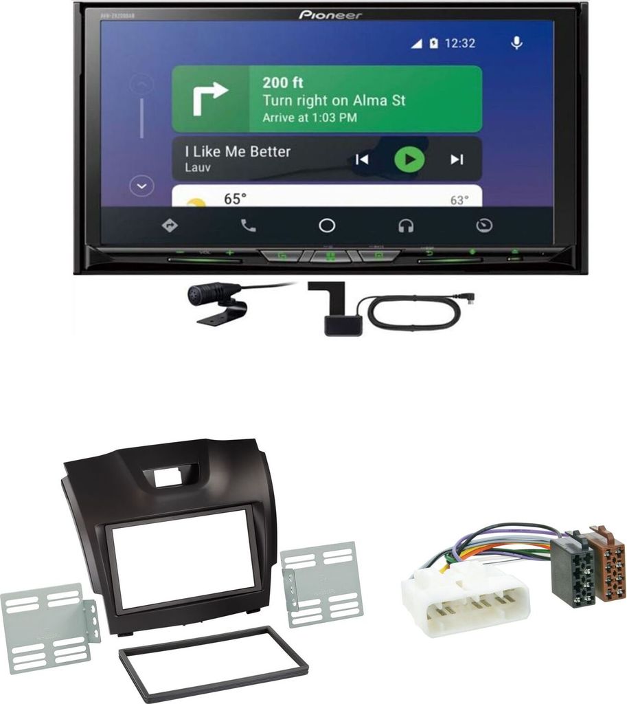 Pioneer AVH-Z9200DAB CarPlay Android Auto USB DAB+ Einbauset für Isuzu D-Max 2