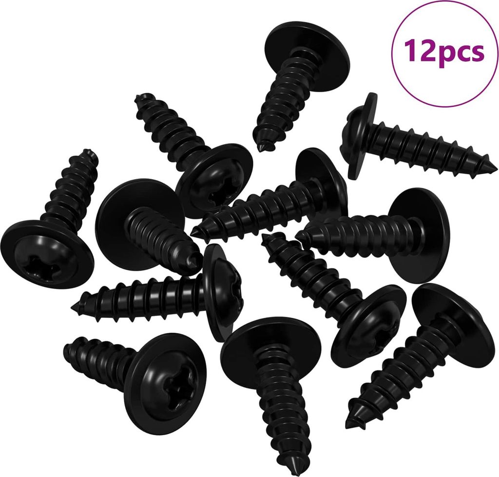 vidaXL Selbstschneidender Nagel 12 pcs Schwarz 3,5 x 12 mm Eisen