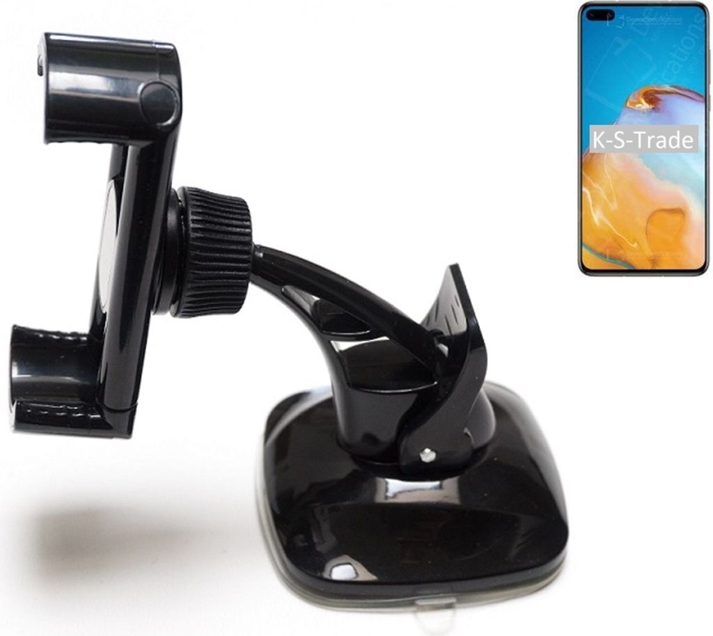K-S-Trade kompakte Handy-Halterung Windschutzscheibe kompatibel mit Huawei P40 Armaturenbrett schwarz Autohalterung KFZ Halter Scheiben-Halterung