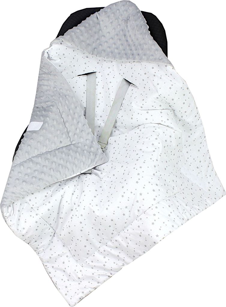 TupTam Baby Winter Einschlagdecke Babydecke 75x75cm für Autositz Babyschale Wattiert Minky Baumwolle Universal, Farbe: Sternbild / Weiß / Grau, G...