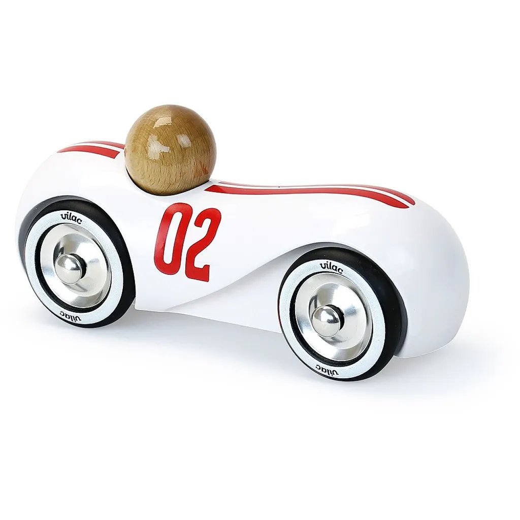 Voiture Streamline Vilac en bois blanc design rétro chic pour enfant